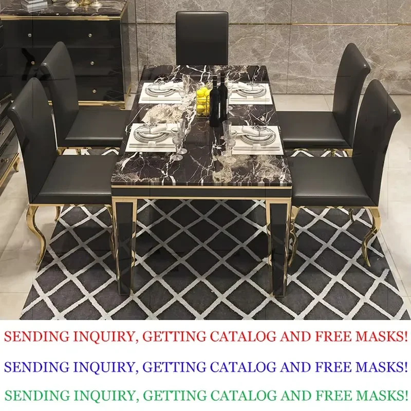 Modern Dining Room Furniture Marble Dining Table Set 6 Chairs