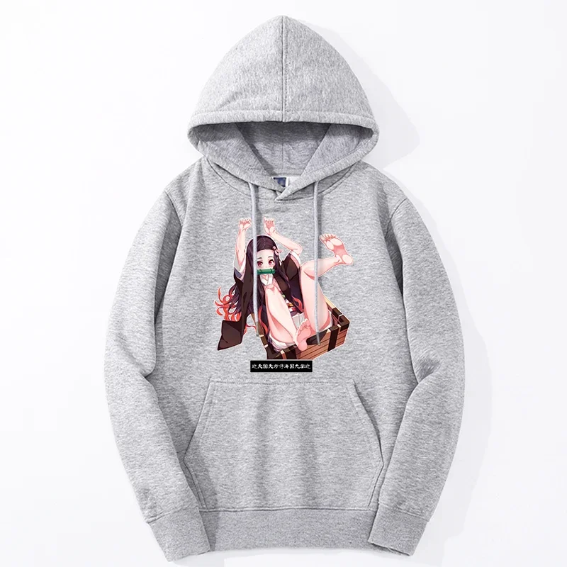 Anime Hoodies Sweatshirts 2024 Men Nezuko Sleeves Pullover Long Sleeve Tracksuit Moletom Male