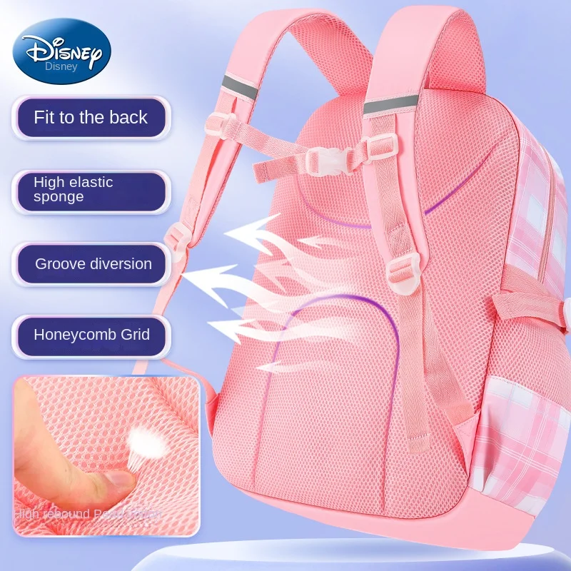 Disney New Girl School Bag Grade 2-6 Primary Student Shoulder Orthopedic Backpack Large Capacity Light Kids Gifts Mochilas