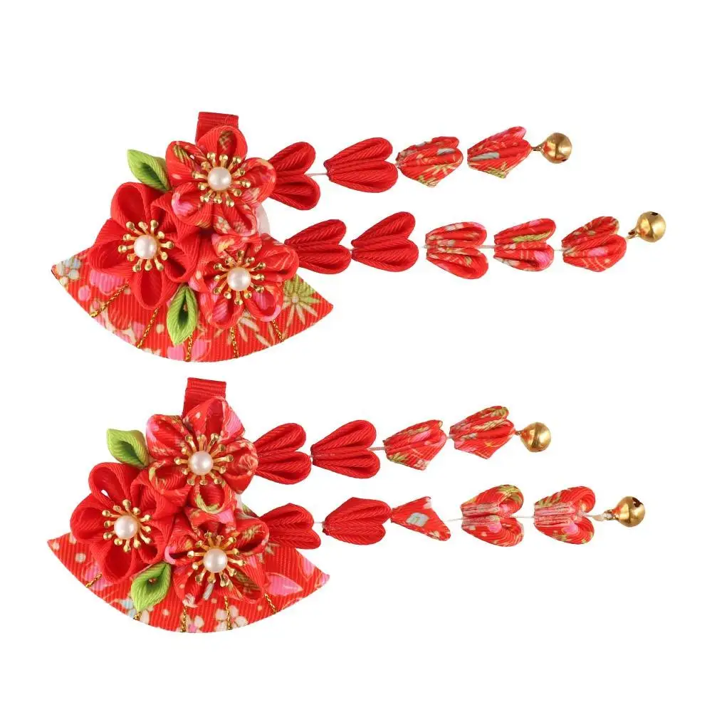 Tassels Tassel Fan Hairpin Flower Sakura Japanese Kimono Headwear Ancient Style Hairpin Girl Hair Accessories Kimono Hair Clip