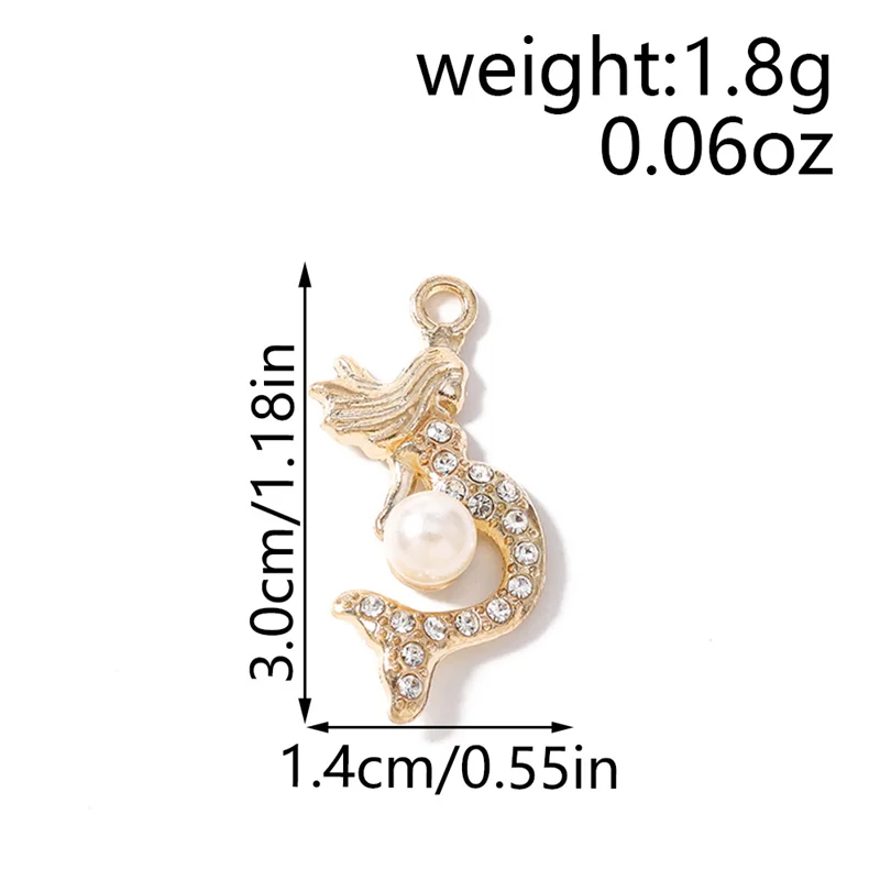 Leslie 10 Stück zierliche Meerjungfrauen-Anhänger mit Kristallperlen für Ohrringe, Halsketten, Schmuckherstellung, Bastelarbeiten, handgefertigte Accessoires – Detail 2
