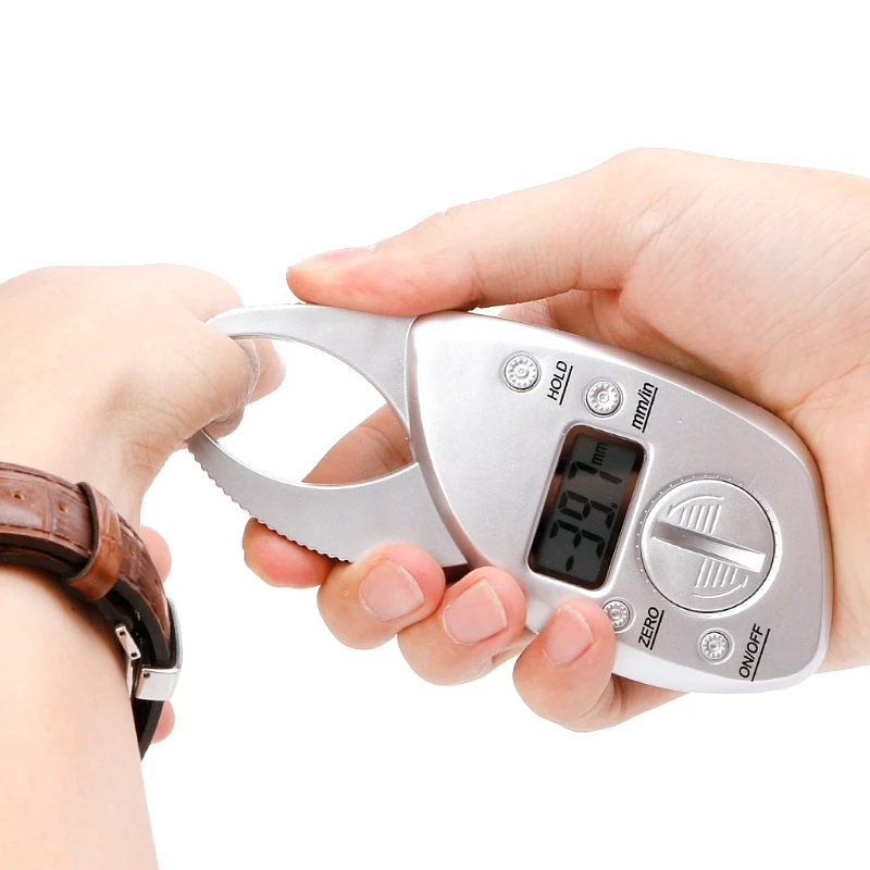 E1YE จอแสดงผลดิจิตอล LCD Body Fat Caliper เครื่องวิเคราะห์การพับผิวหนัง