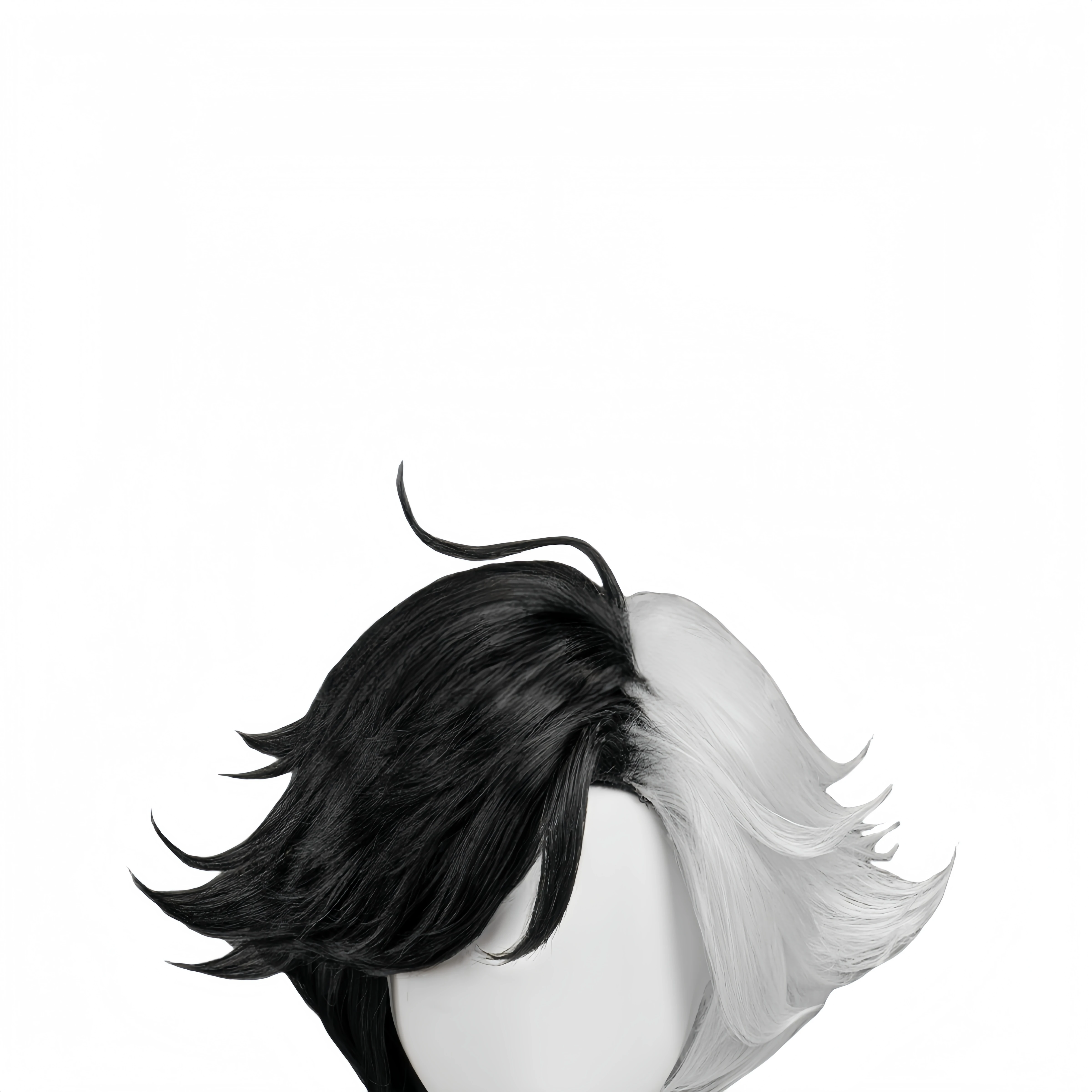 المنافسين لونا سنو المرأة شعر مستعار تأثيري 35 سنتيمتر أسود أبيض قصير الشعر مقاومة للحرارة بيروكات صناعية هالوين زي اكسسوارات