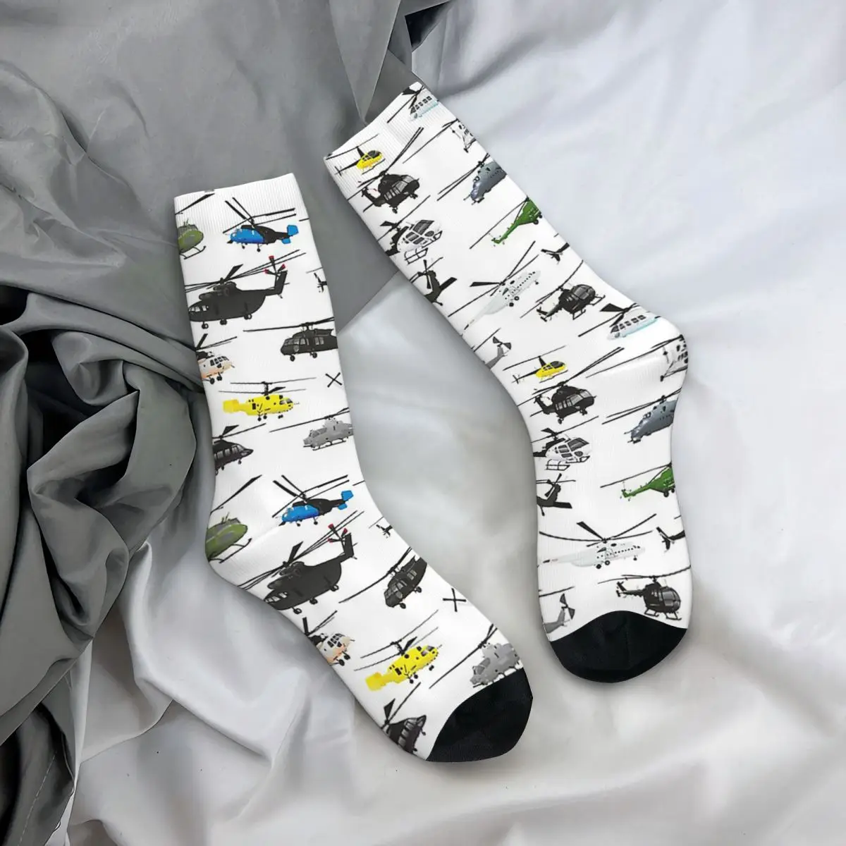 Носки с несколькими вертолетами, супер мягкие чулки в стиле Харадзюку, всесезонные длинные носки, аксессуары для мужчин и женщин, подарки