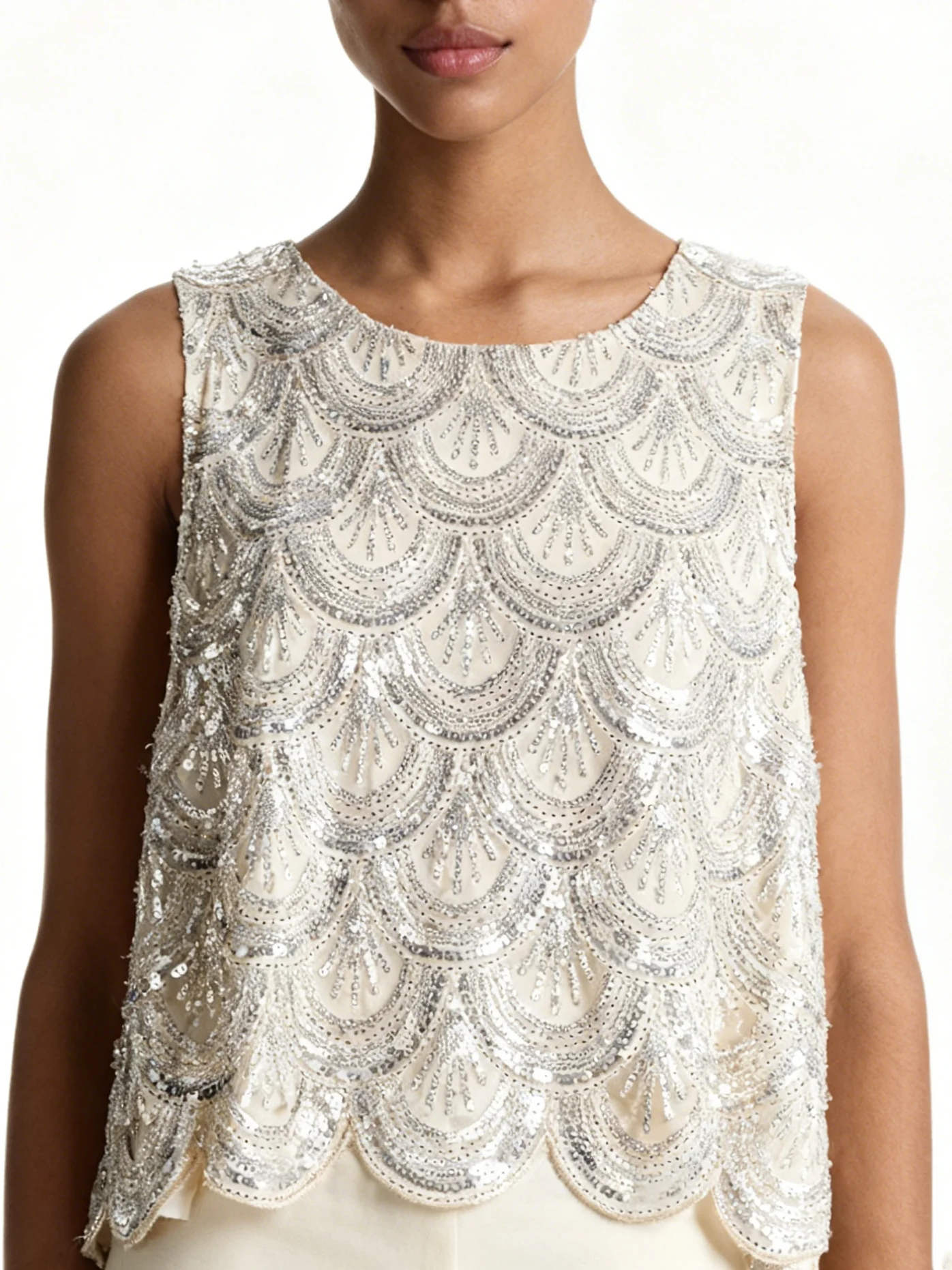 

Женский элегантный и модный топ для вечеринок — блестящая блестящая рубашка без рукавов — легко уходовать вечернее платье ручной работы