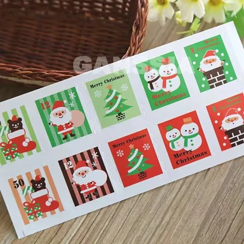 100pcs/lot Cute Christmas Series Seal Stickers Stamp Design Kawaii Gift Sticker (SS-1341)
