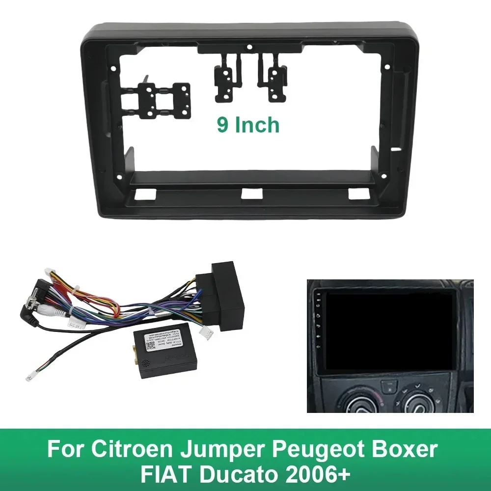 Car DVD Player Radio Fascia Frame For Citroen Jumper Peugeot Boxer FIAT Ducato 2006+ Stereo Plate Adapter Mounting Dash 9 inch