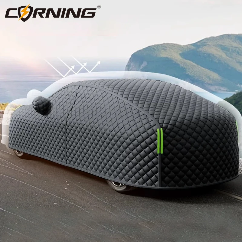 غطاء ثلج للسيارة أغطية سيارات شتوية حماية خارجية كاملة خارجية مضادة للصقيع واقي شمسي عالمي لسيارة هاتشباك سيدان #5