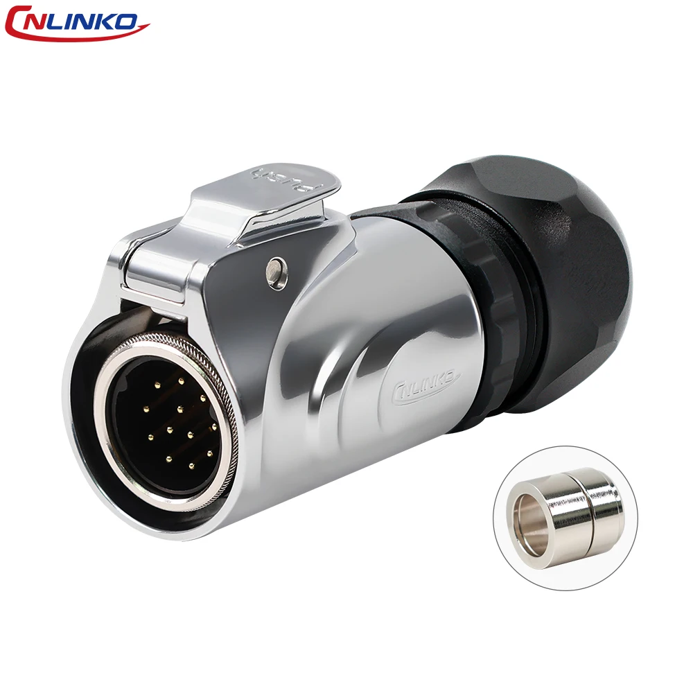 CNLINKO LP20 2-14Pin Metal Shielded Waterproof Connector IP68 20A 500V Solder Type Circular Plug & Socket for 5G Base Stations