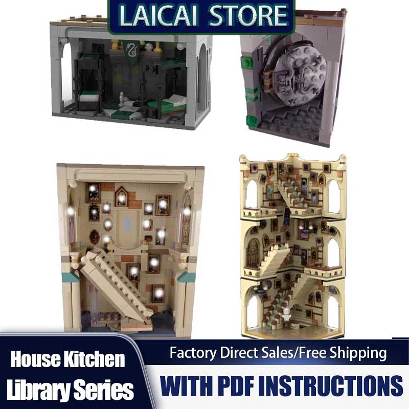 MOC Pokój Potrzebny Architektura Biuro Akademik Modułowy Zamek - Dom Kuchnia Biblioteka Model Klocki Kolekcja Zabawek
