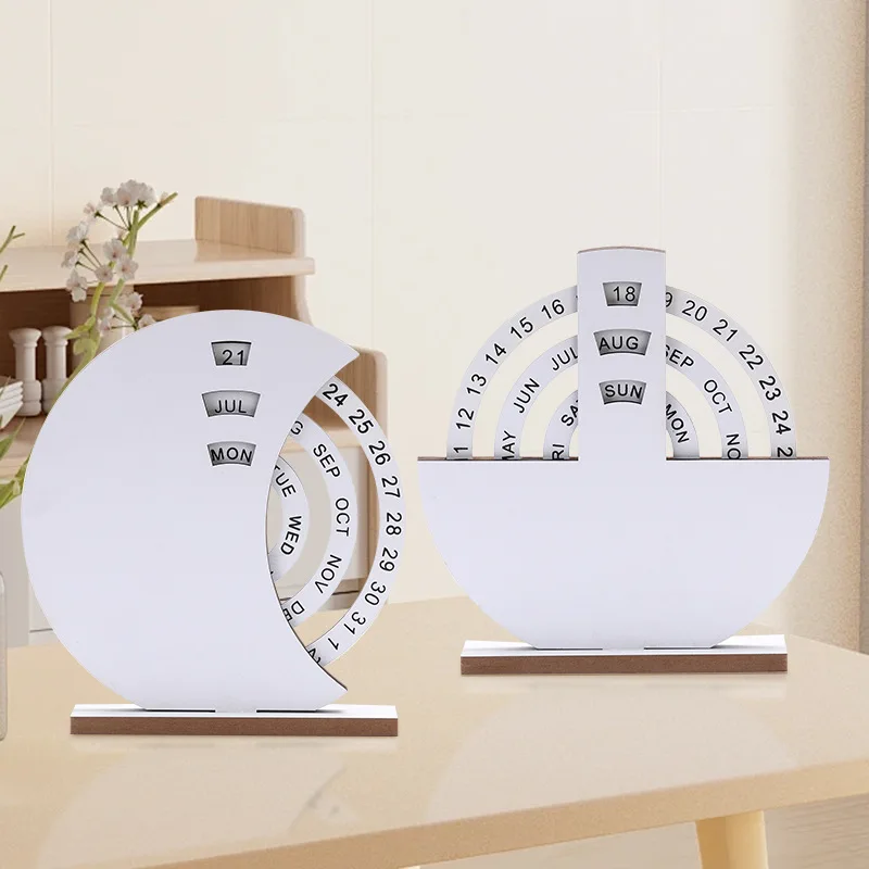

Creative Calendar Manual Rotating Table Calendar Wooden Manual Wheel Design Home Decoration Office Desktop Ornaments