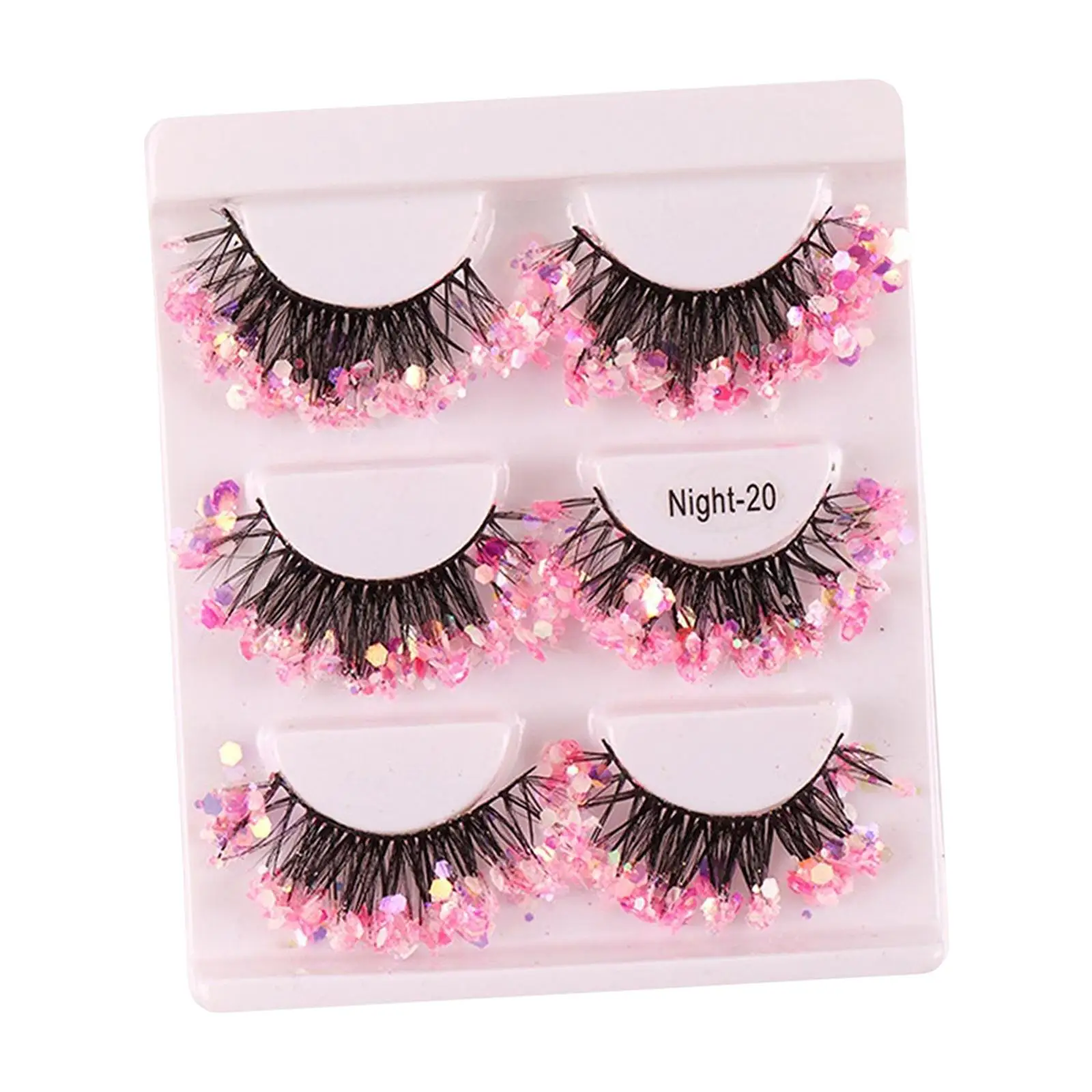 Makeup Accessory Colorful False Eyelashes Extension Glow Sequins Artificial Lashes for Festival Halloween