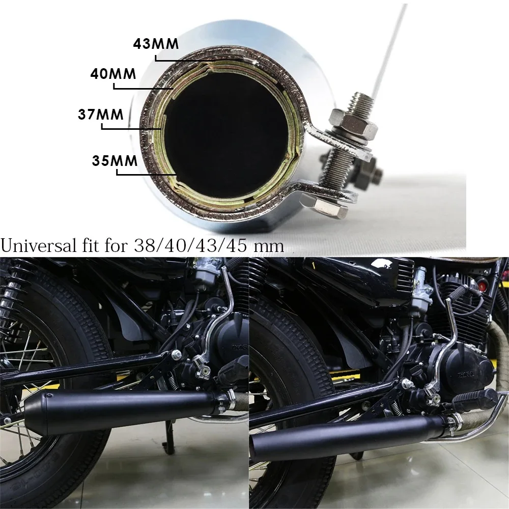 Retro Cafe Racer Motorcycle Exhaust Muffler Pipe Modified Tail System for CG125 GN125 Cb400ss Sr400 EN125 XL883 1200 Universal