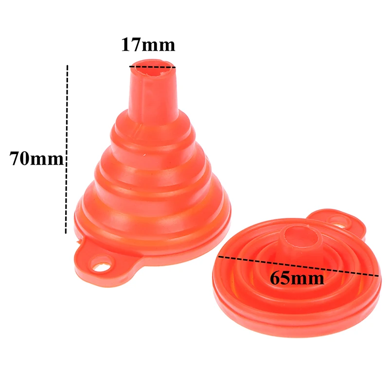 1PC Portable Red Collapsible Silicone Funnel Car Truck Motorcycle Gasoline Fill Transfer Tool