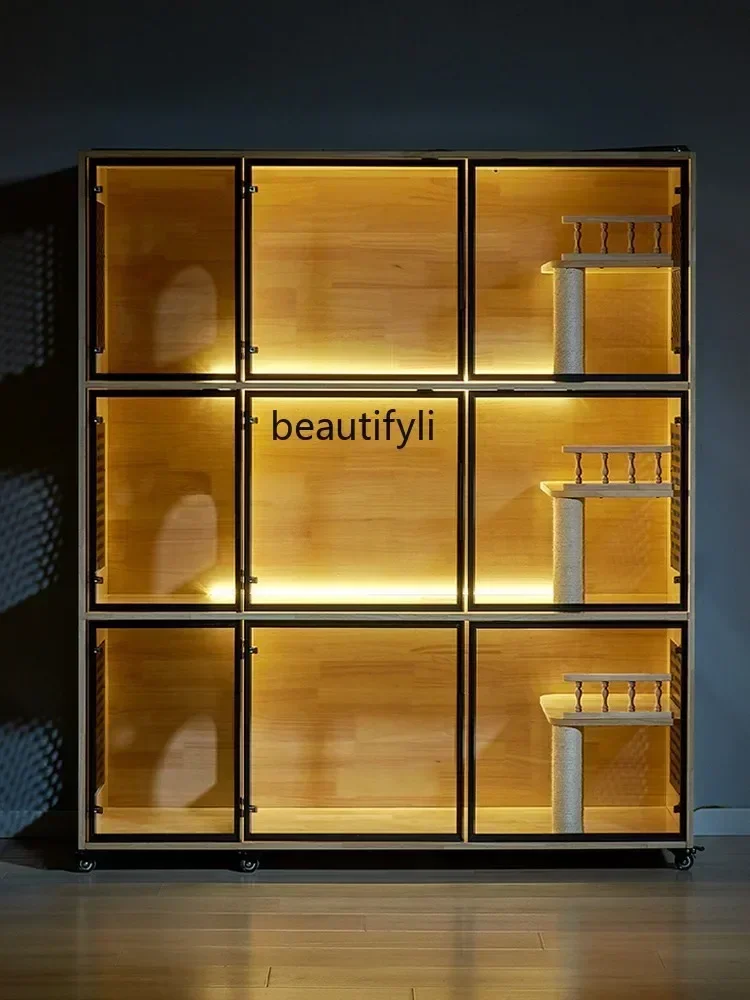 Q181 L Three-Layer Breeding Cat Cage Solid Wood Cat Villa   Foster Breeding Cage Pet Shop Display Cage   Cabinet