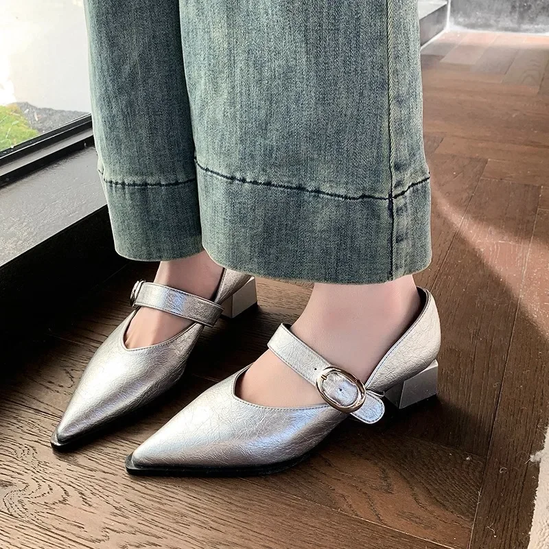 

Women's Shoes 2025 Brand Buckle Strap Women's High Heels Fashion Shallow Office and Career Sexy Pointed Toe Solid Heels Women