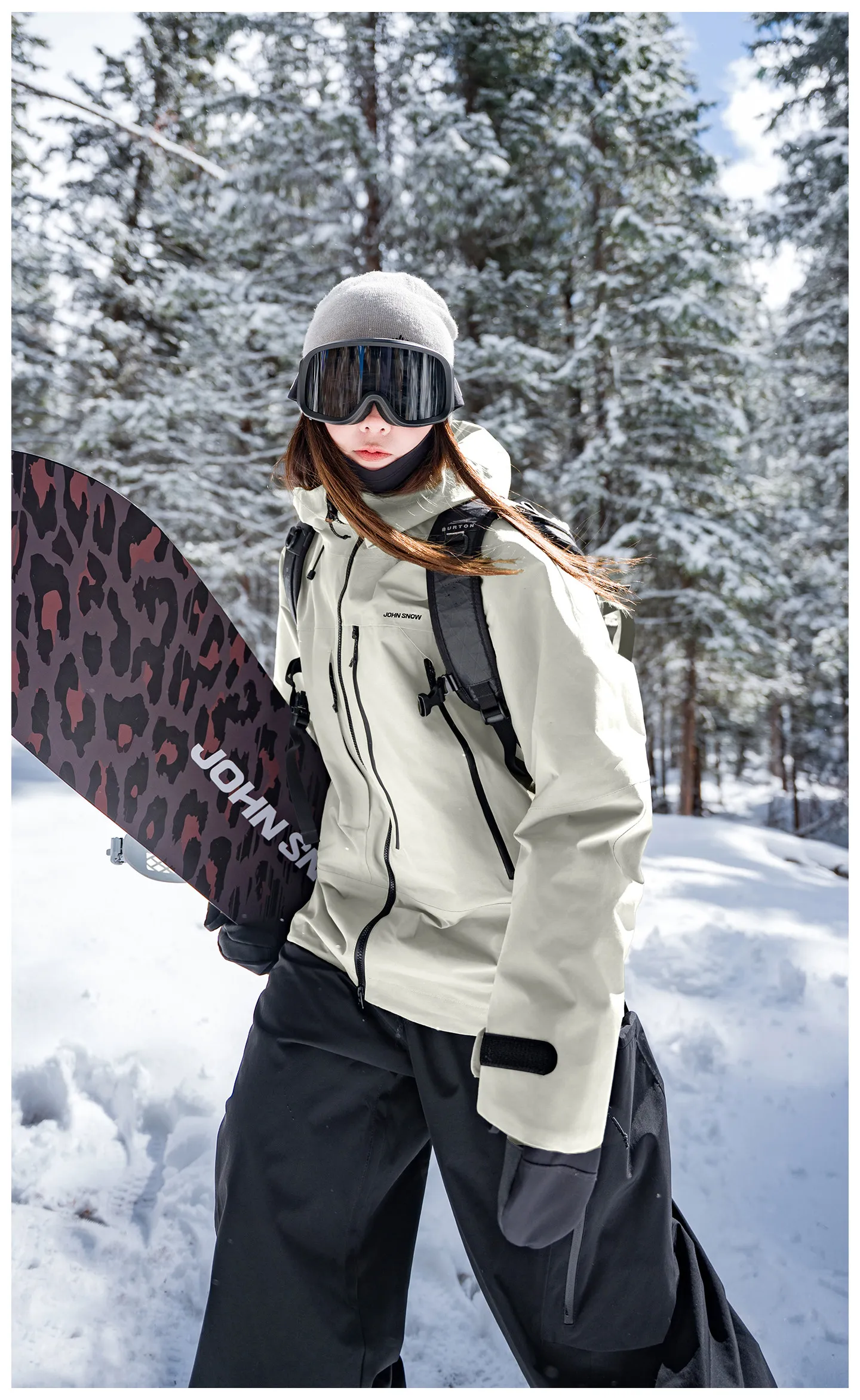 2026 John Snow Unisex Lose Skijacke Vollständig Versiegelt Wasserdicht Winddicht Warme Snowboardjacke für Männer und Frauen Winter Outdoor – Detail 37