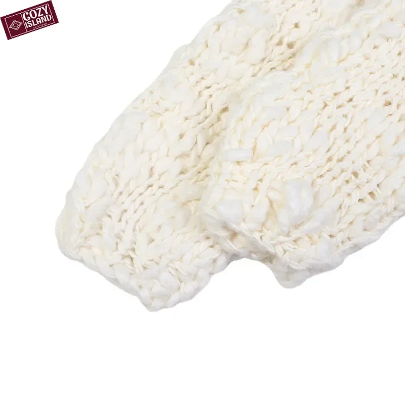 Autumn Winter Pullovers Knitted Sweater V-neck Women Crochet Pattern Sweet Gentle Loose Tops Jumpers Clothing Flowers Knitting