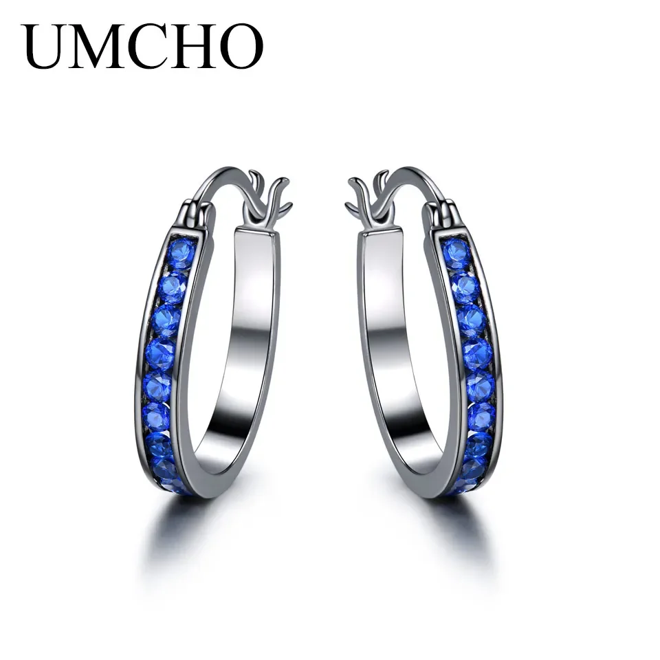 

UMCHO Solid 925 Sterling Silver Jewelry Square Created Nano Emerald Classic Rings For Women Wedding Party Gift Fine Jewelry