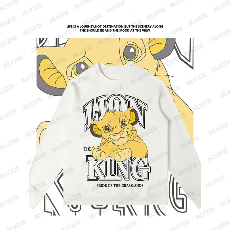 Disney The Lion King Simba Hoodie Sweatshirt Woman Clothing Harajuku Long Sleeve Round Collar Pullover Sweatshirts Cotton Tops