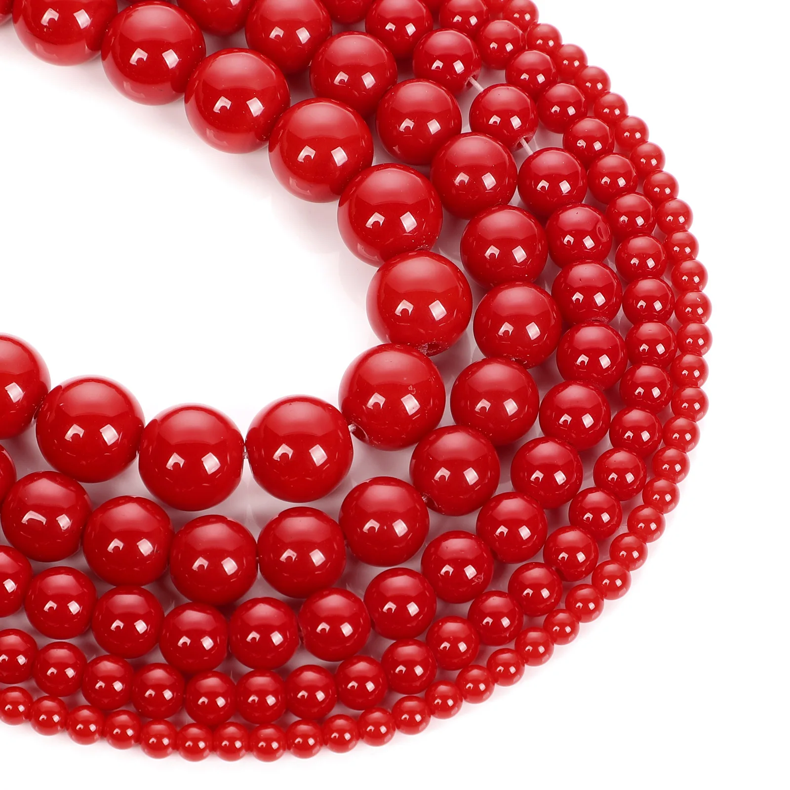 1 Strang 4/6/8/10/12mm Rote Glasperlen Runde Lose Abstandsperlen für DIY Näharbeiten, Kleidungsdekoration, Handgemachtes Bastelzubehör – Detail 5