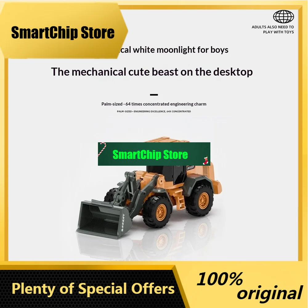 SmCpZ6758 1/64 2.4G Mini RC Car Alloy Bulldozer Loader Truck Support App Remote Controlled Full Scale Engineering Vehicle Toys