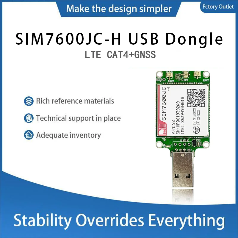 

SIMcom SIM7600JC-H LTE CAT4 USB Dongle breakout kit TE-A 1pcs