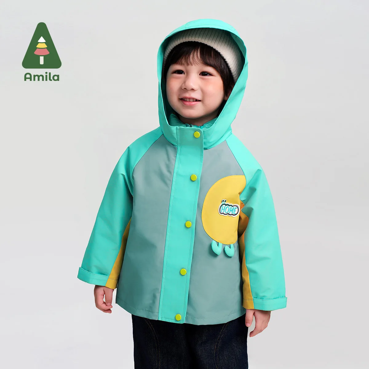 Amila Baby Down Jacket 2024 Winter New Contrast Color Boys And Girls White Duck Down Contrast Color Children\'s Two-Piece Set