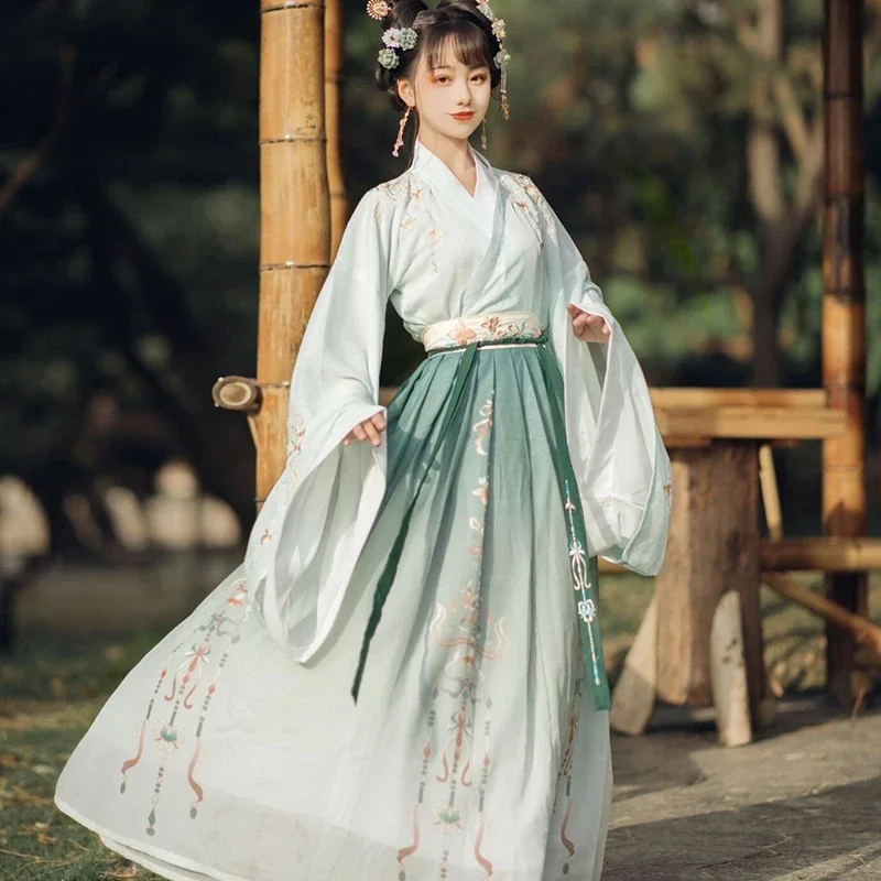 Chinese Style Hanfu Dress Women's Legal Floral Embridery Princess Dress Original Fury Cosplay Stage Dance dress