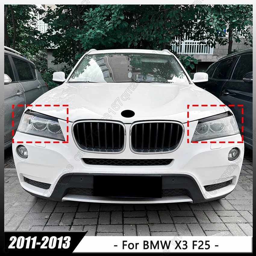 

2Pcs ABS Gloss Black Headlight Eyebrows Eyelids Fit For BMW X3 F25 2011 2012 2013 Modification Decoration Tuning Kits