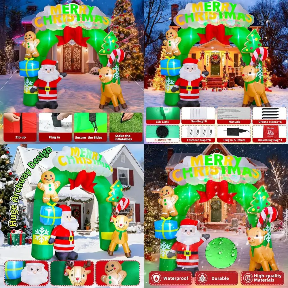 

Рождественские надувные украшения для арки: Санта-Клаус и олень для газона, сада, в помещении или на открытом воздухе