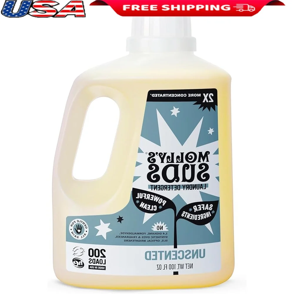 

Концентрированное жидкое стиральное средство без запаха, высокоэффективное средство для удаления пятен, чувствительная кожа, 200 нагрузок, 100 унций, экологически чистое