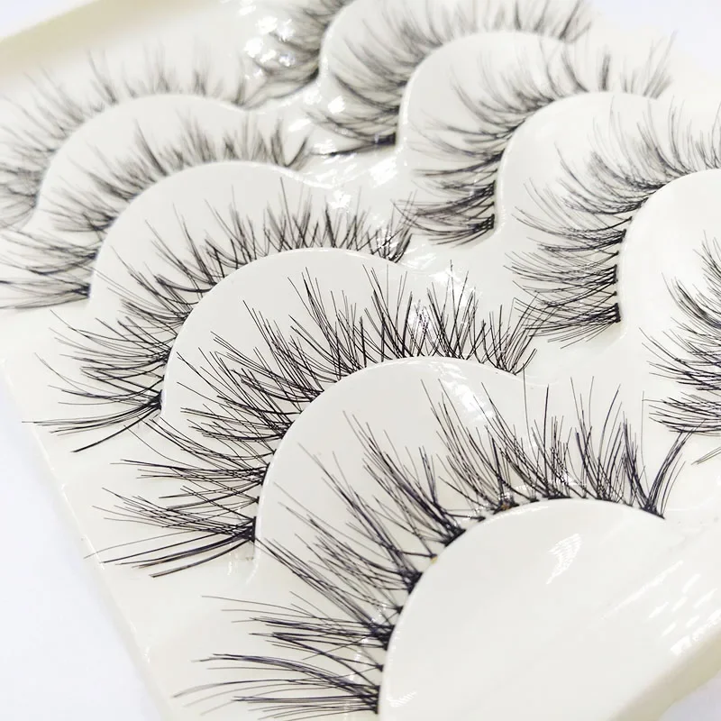 5 Paare/satz 3D Faux Nerz Haar Kreuzmuster Falsche Wimpern Natürliche Wirkung Gefälschte Wimpern Wimpern Verlängerung Täglichen Verschleiß