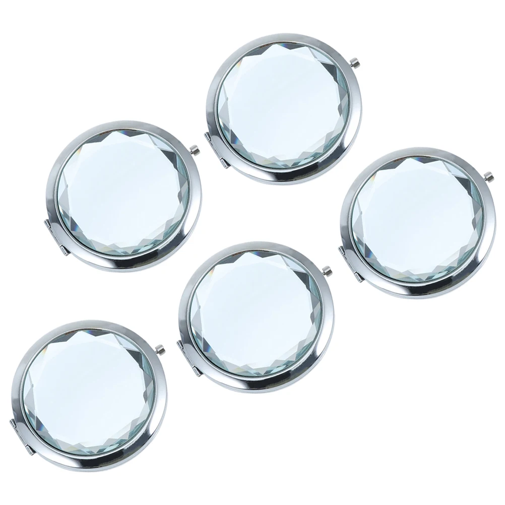 

5pcs Double Sided Folding Travel Makeup Mirror Small Metal Compact Mirrors White Glass Vanity Pocket Size Practical