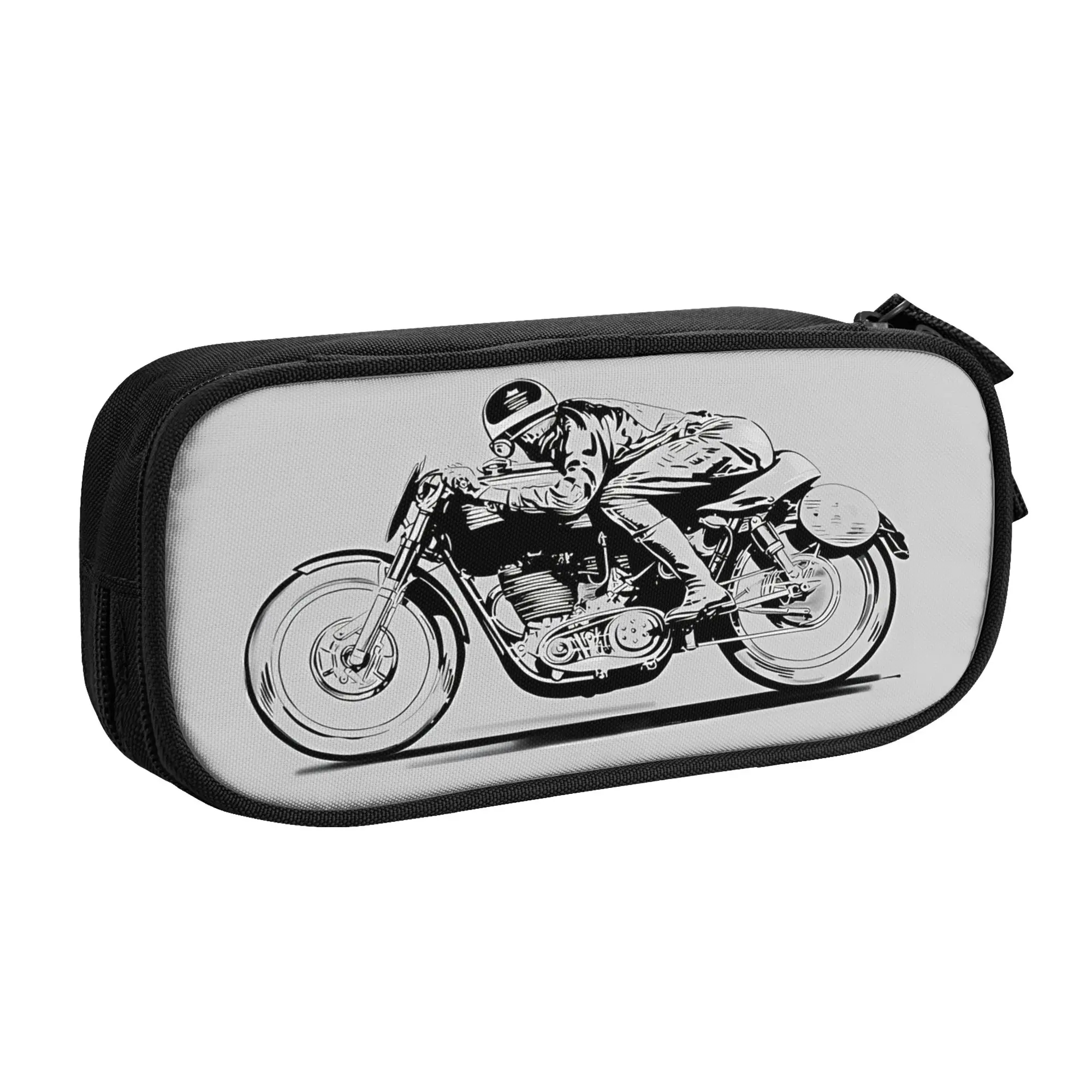 1 piece Lightweight Faster Faster Pencil Case Girls Pen Bag Motorcycle Line Art School Stationery Bag