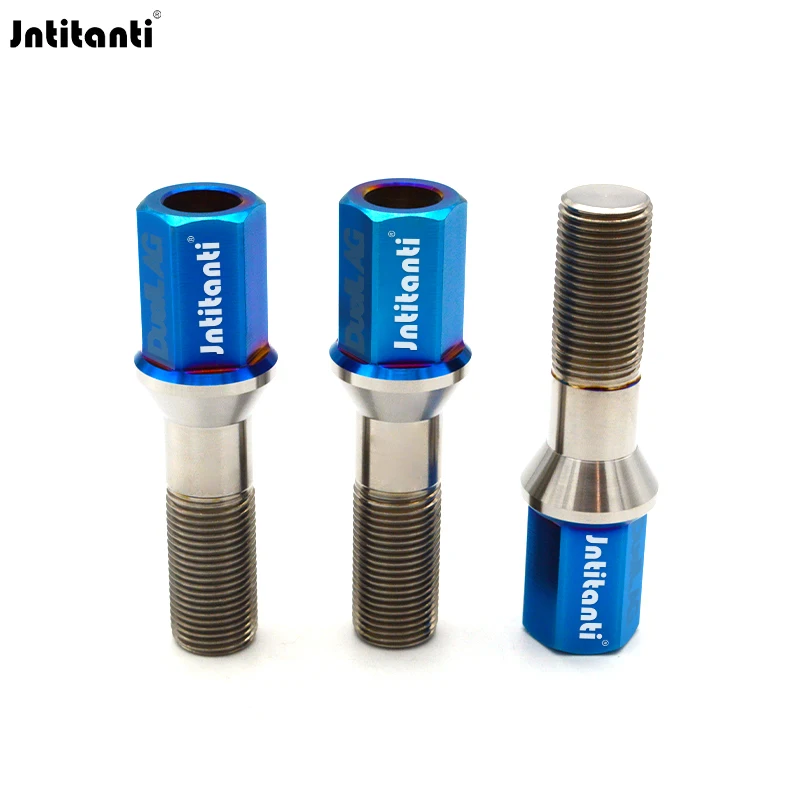 Jntitanti Extended 17mm Hex Hollow Head Cone Seat Gr.5 Titanium Wheel Bolt M12x1.5 for BMW MINI Lutos Wheel Locking