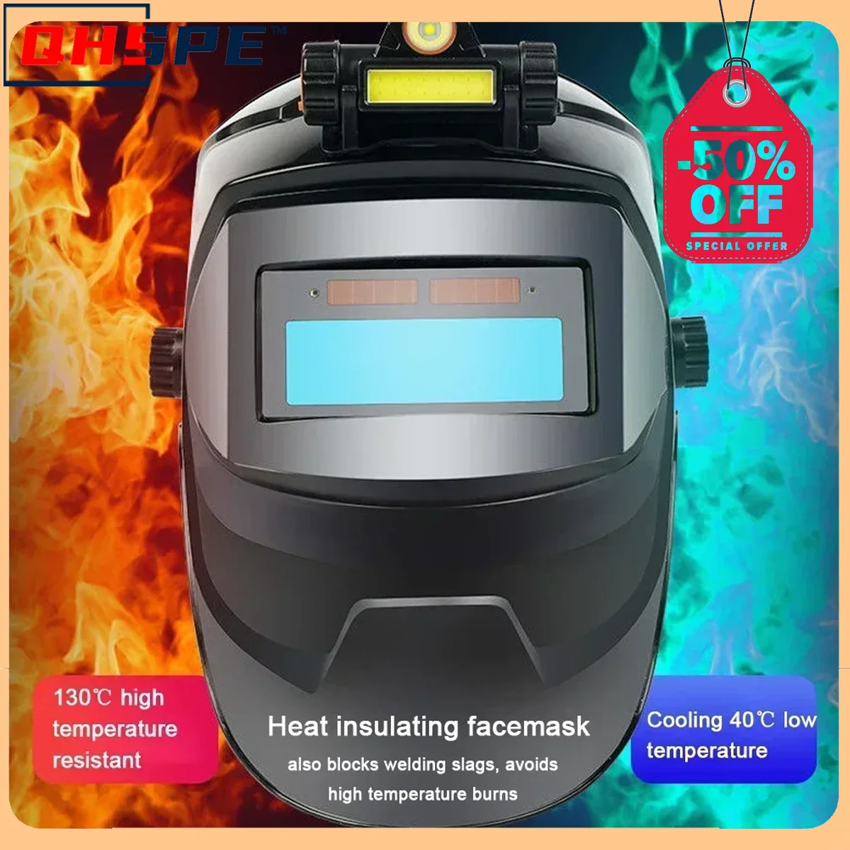 

Welding Helmet Welder Mask Chameleon Large View True Color Solar Power Auto Darkening Welding Large For Arc Weld Grind Cut