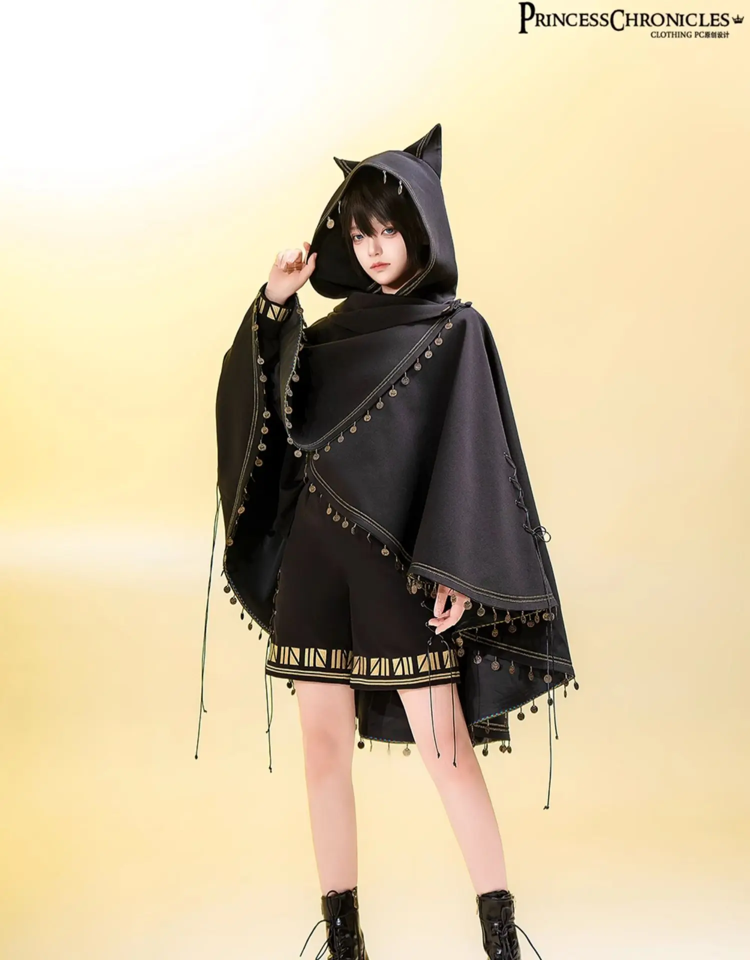 ~Black Cat~Zwarte Ouji Lolita Cape met coole kattenoorkap van Princess Chronicles VOORBESTELLING / 2 maanden