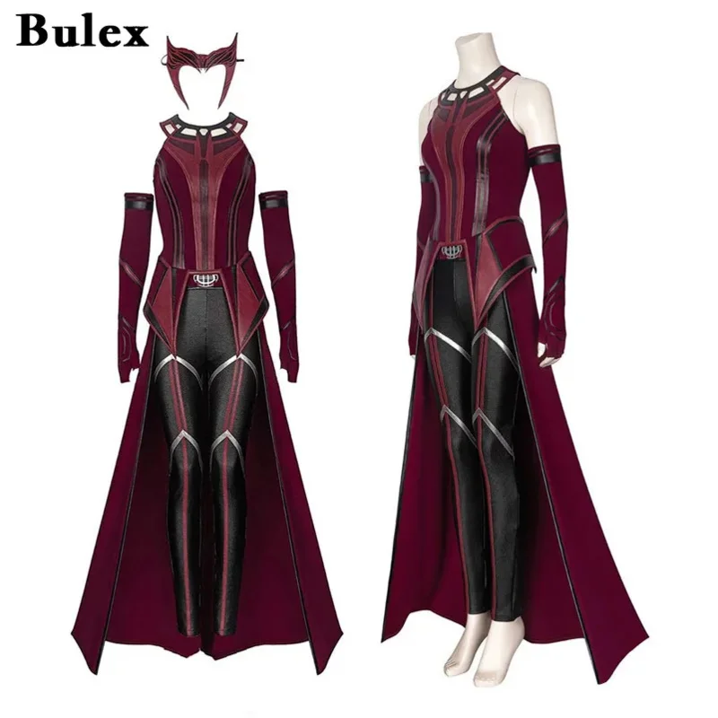 Bulex Wanda Maximoff Django Maximoff Cosplay OutFit Red Cloak Halloween Cosplay Women OutFit Full Set High Quality