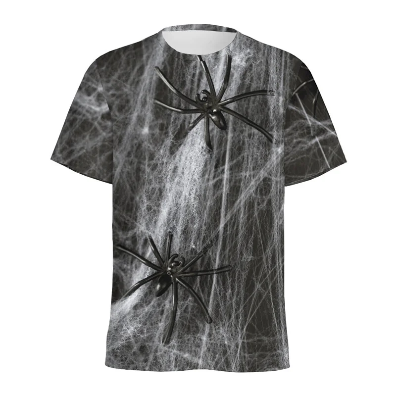 Halloween Spider Web Graphic T-shirt For Men 3D Printed Cobweb T Shirts Summer Casual Street Short Sleeves Round Neck Tees