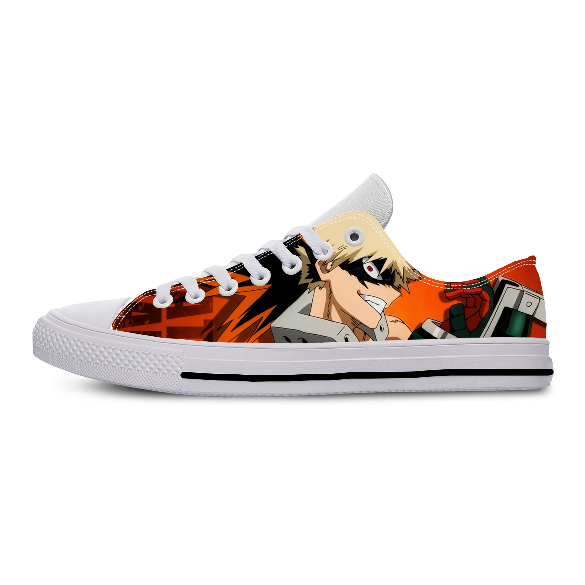 Sapatos casuais de anime japonês para homens e mulheres, tênis leves, sapatos de tabuleiro respiráveis, My Hero Academia, Bakugo Katsuki, Hot, Low Top