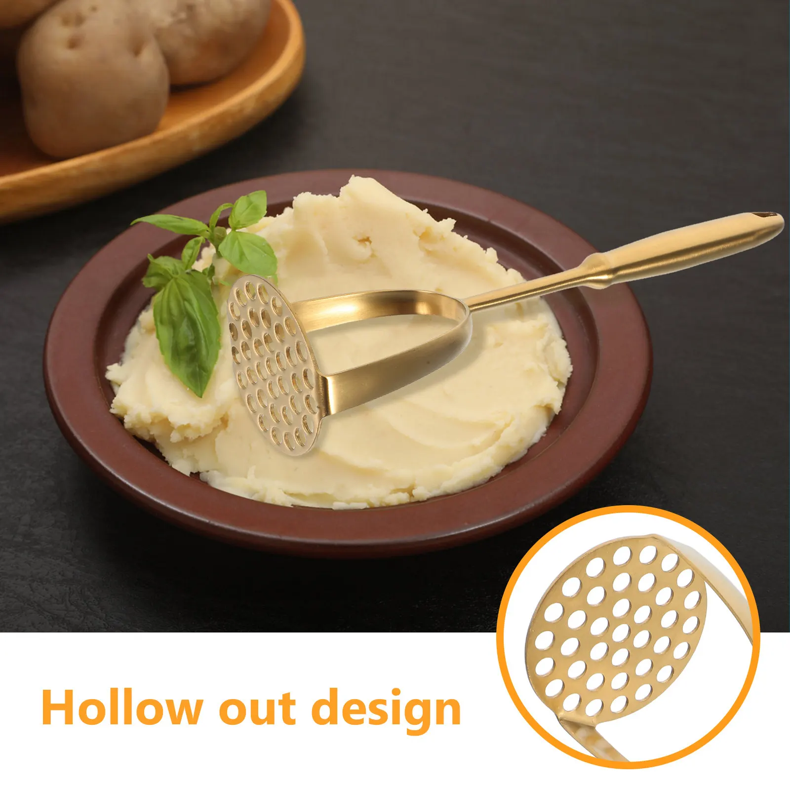 Professional Stainless Steel Potato Presser Ergonomic Design Sturdy Handheld Masher for Smooth Mashed Potatoes Sweet Potatoes