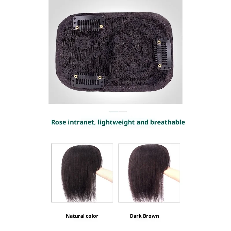 7x10 سنتيمتر 8x12 سنتيمتر شعر طبيعي مفرود النساء قطعة شعر للنساء زيادة حجم الشعر غطاء الشعر الرمادي بني داكن/اللون الطبيعي