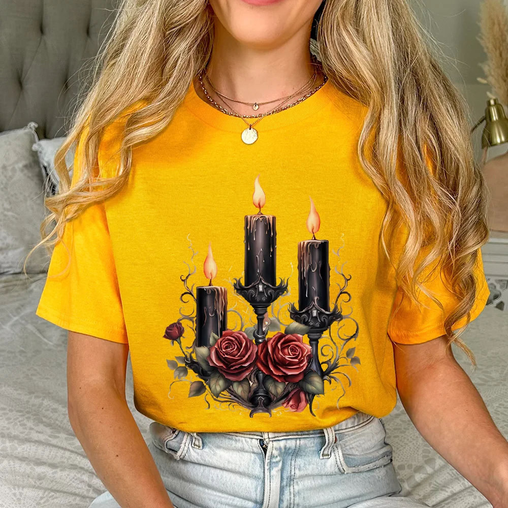

Women's Y2K Summer T-shirt Hanukkah Candle Print Tee Alien Stage Oversized Cotton Gothic Street 2025 New Top Clothes✅