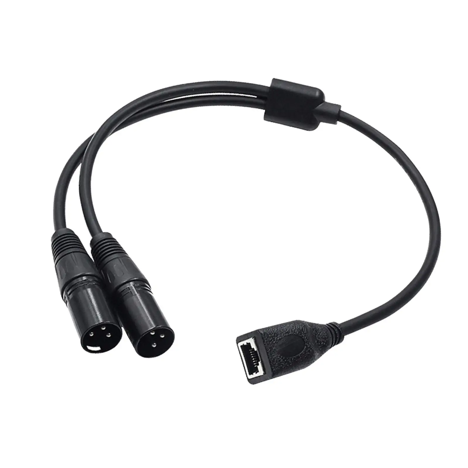 Dual XLR 3Pin Male to Female Adapter Cable 50cm Length with Network Interface Durable Flexible Audio Signal Transmission