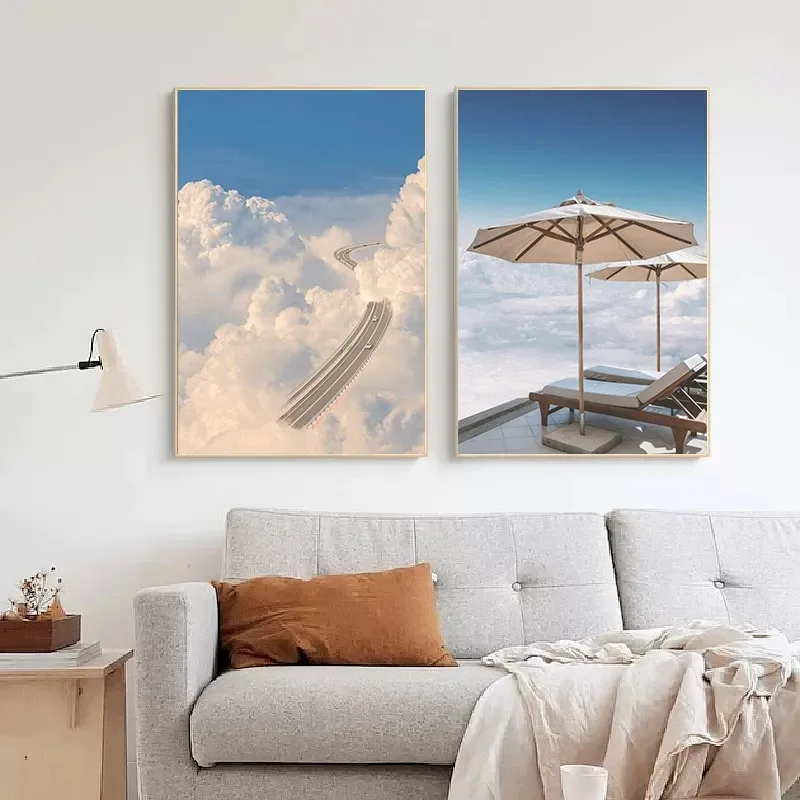 Vintage الخيال المستقبل السماء سحابة الملصقات ، قماش اللوحة ، مضحك جدار الفن ، صورة لغرفة المعيشة الحديثة ، ديكور المنزل #3