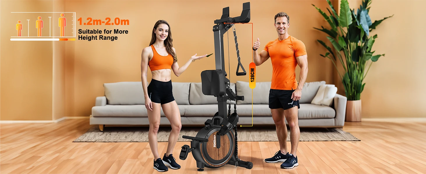 Magnetisches Rudergerät mit Einzigartigem Seilsystem, 2-in-1 Kardio- & Krafttraining, Bluetooth-Monitor, Tablet-Halterung, 160KG Maximalgewicht – Detail 11