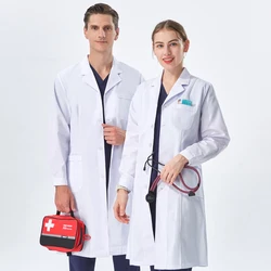 Cheap White Lab Coat for Women Men Students Chemistry Healthcare Professionals Nurse Long Sleeves Doctor Work Robe XK002