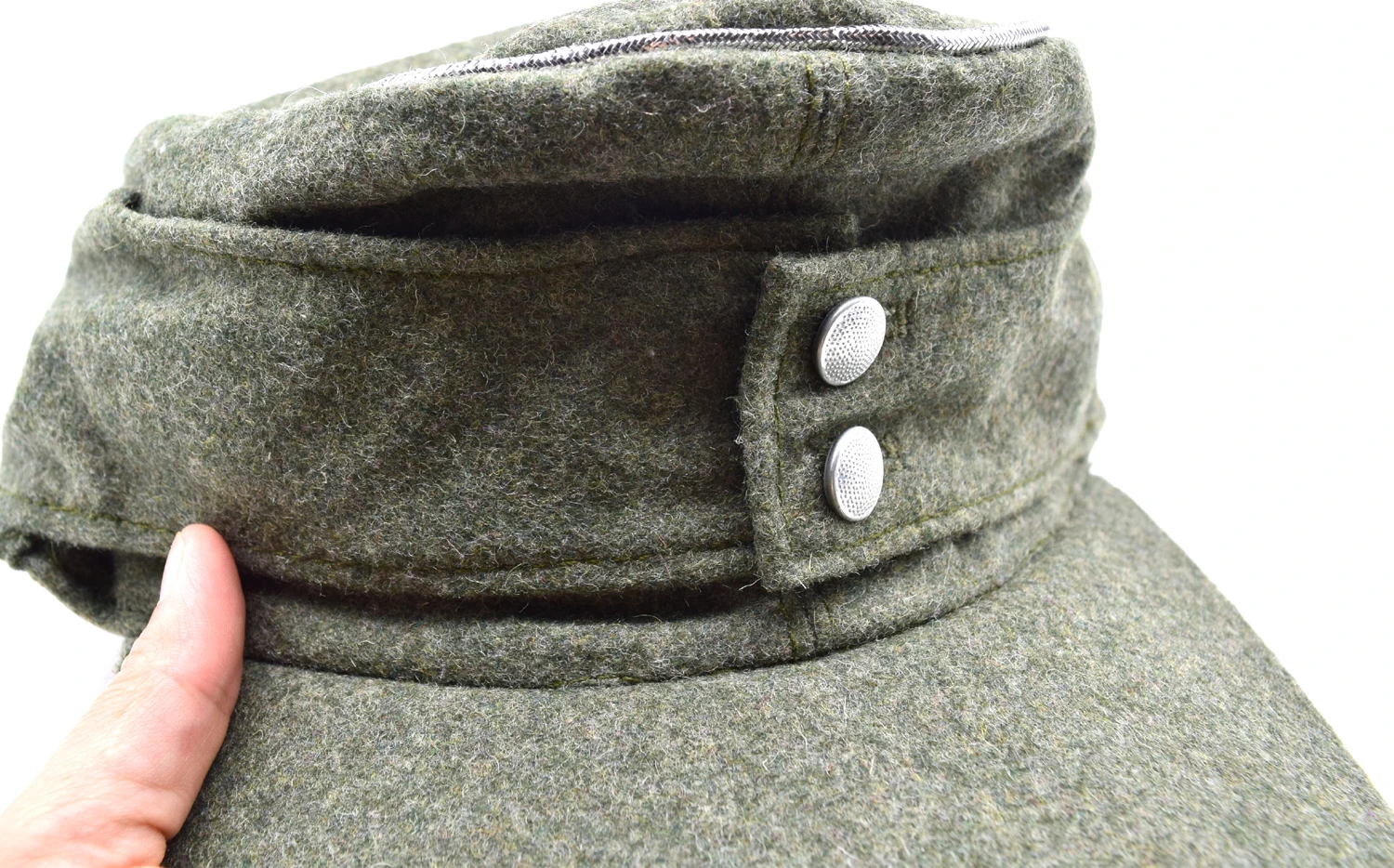 Reenactment GERMAN M43 OFFICER WH EM FIELD PANZER WOOLEN CAP HAT GREEN