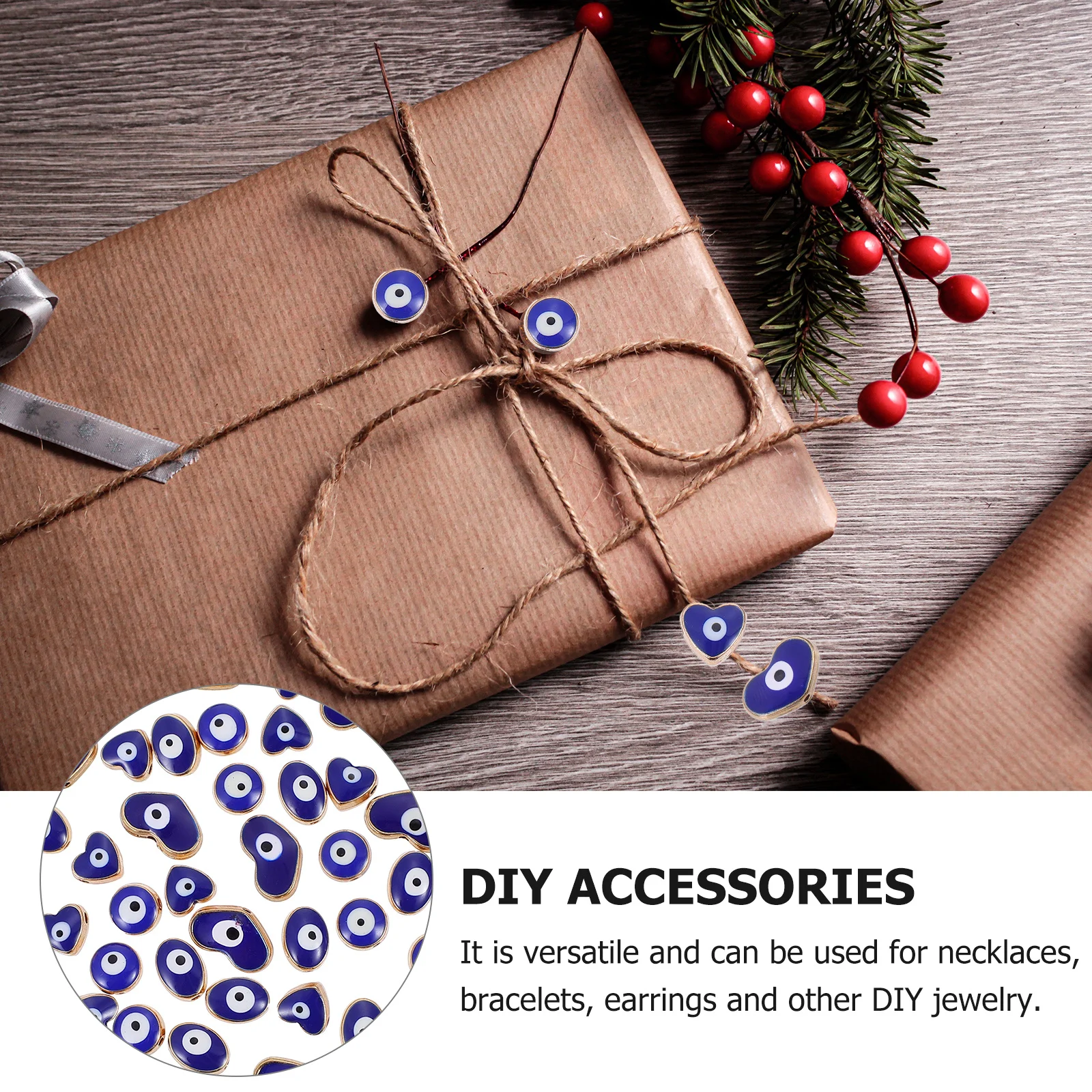 40Pcs Evil Eye Beads Alloy Durable Handmade Craft Charms DIY Jewelry Making Accessories Blue Pendant Evil Eye Decor